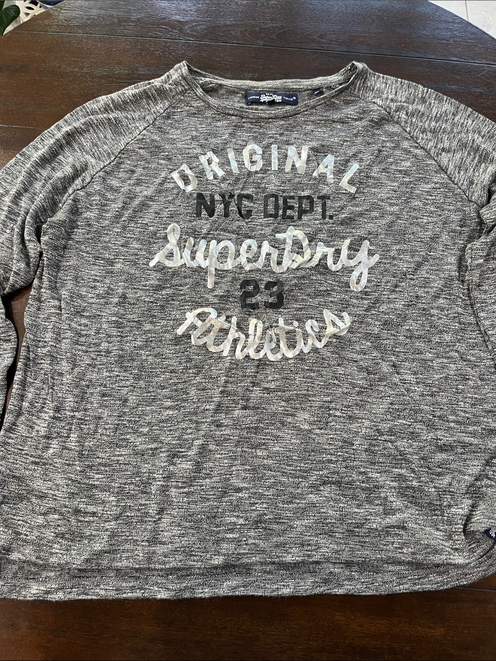 Superdry Grey Logo Crewneck Long Sleeve Top size XL